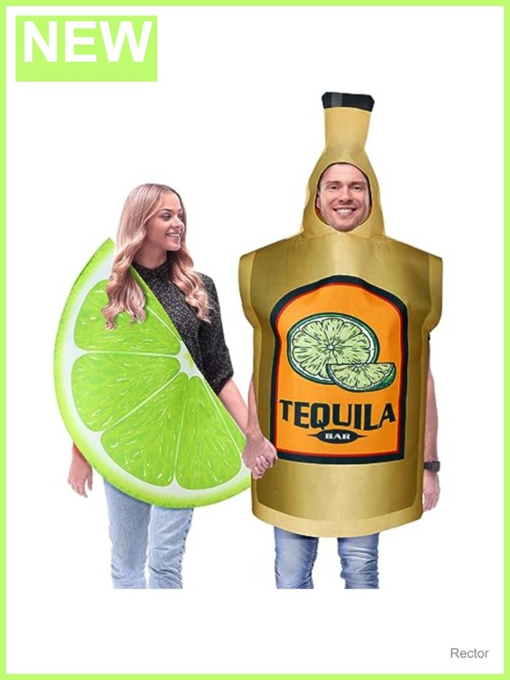 2 Pc Couples Halloween Costume Set Felt Tequila Bottle Lime Slice